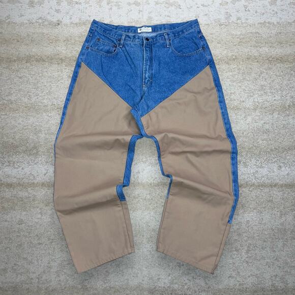 Vintage Columbia Double Knees Jeans Medium Wash Denim Baggy Wide Leg Fit 90s - Picture 1 of 5